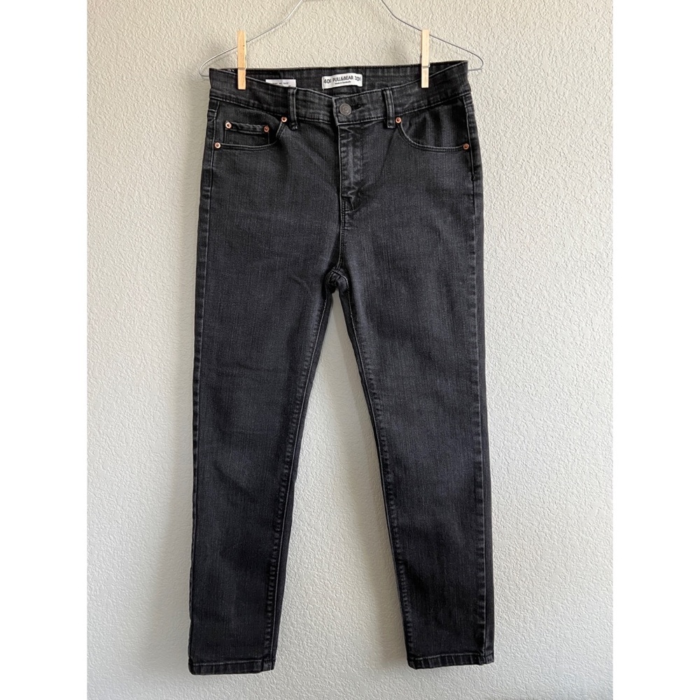 Pull&Bear Skinny Mid Waist Washed Black Jeans size 40